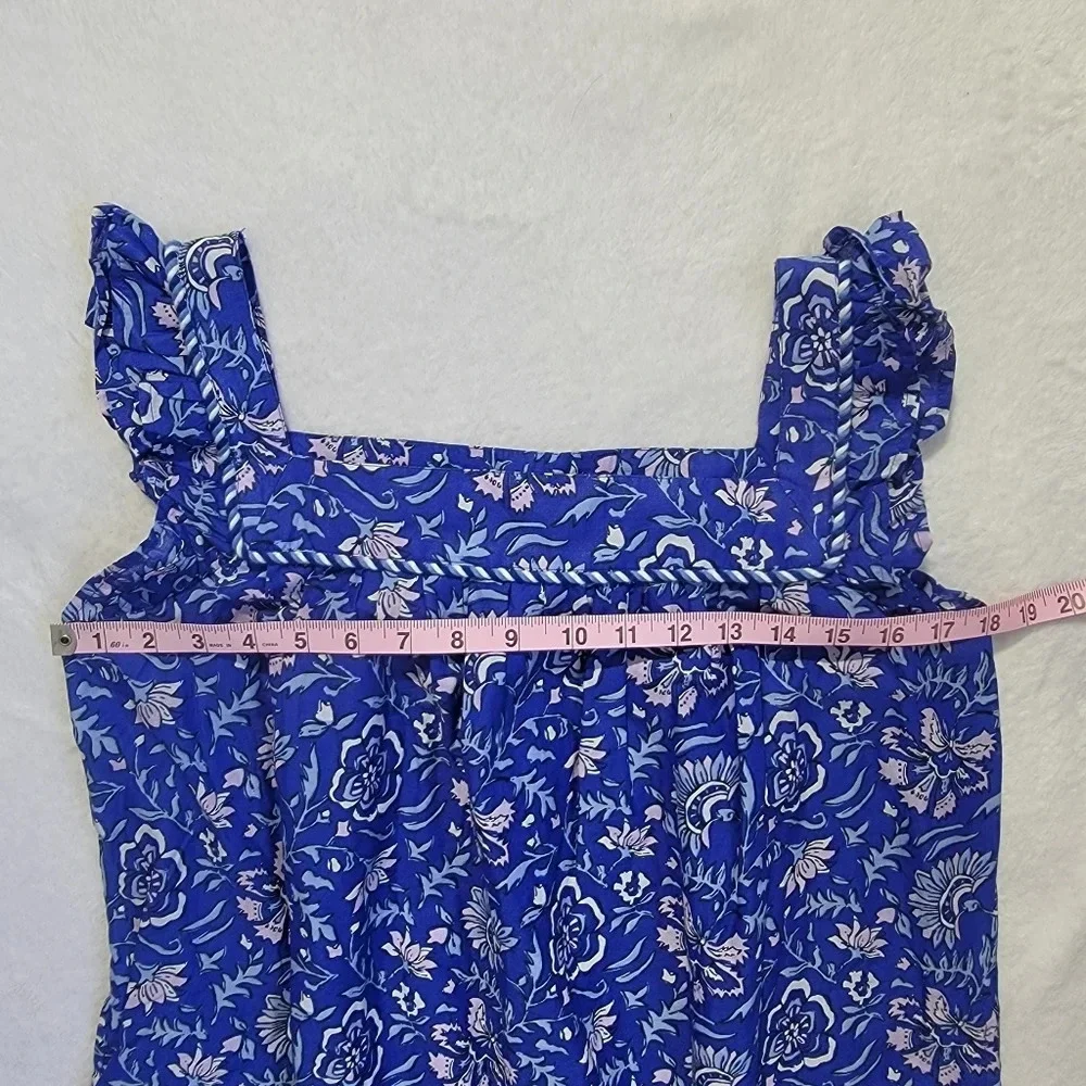 NWT Vineyard Vines Girls Flutter Sleeve Dress Blue With Pink Lt Blue Floral XL